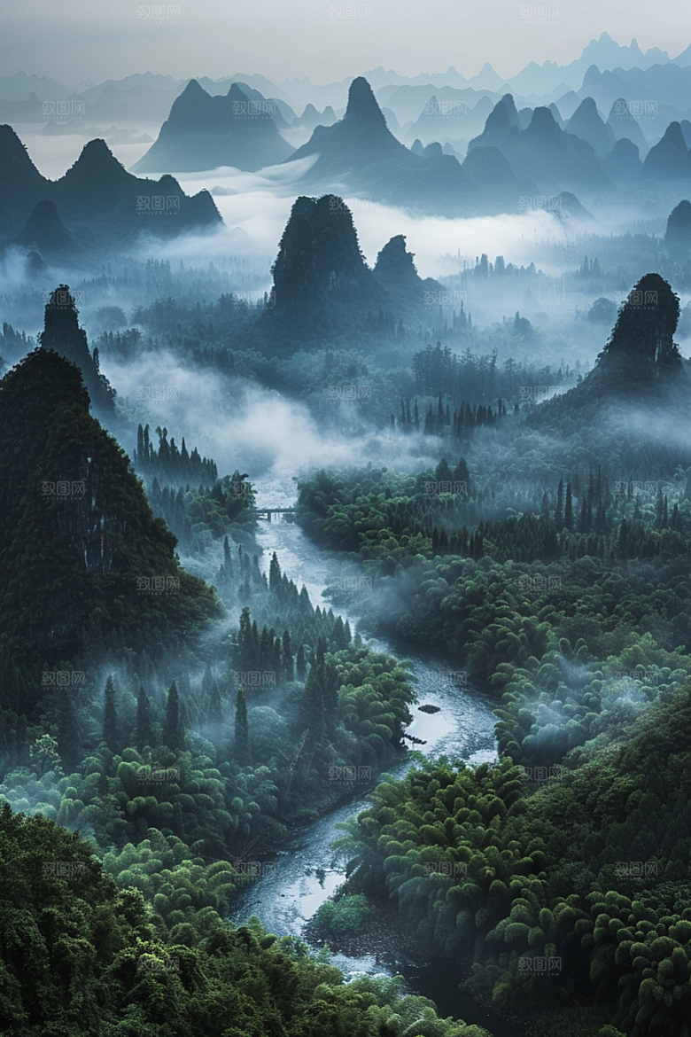 桂林山水漓江风光摄影图