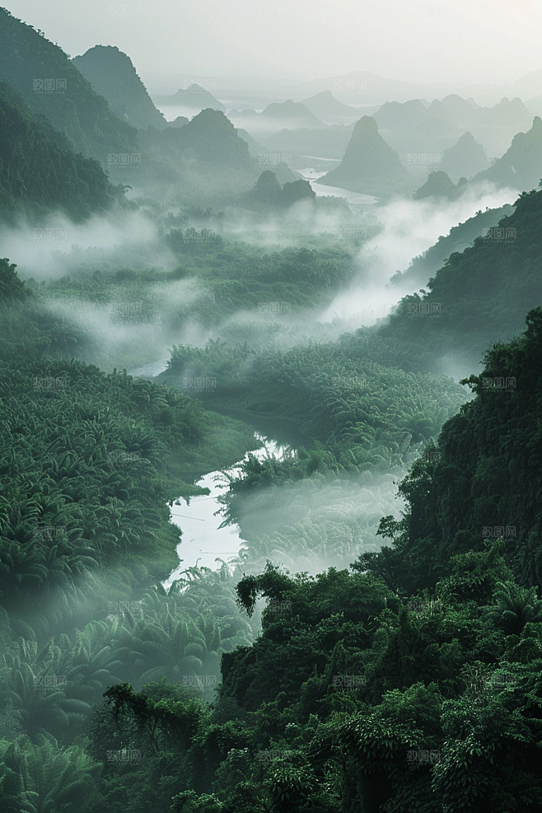 桂林山水喀斯特地貌阳朔摄影图