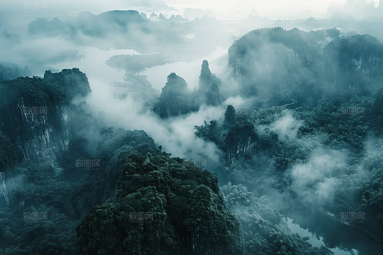 桂林山水大气漓江摄影图