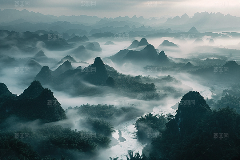 桂林山水阳朔风光摄影图