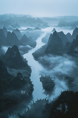 桂林山水广西喀斯特地貌摄影图
