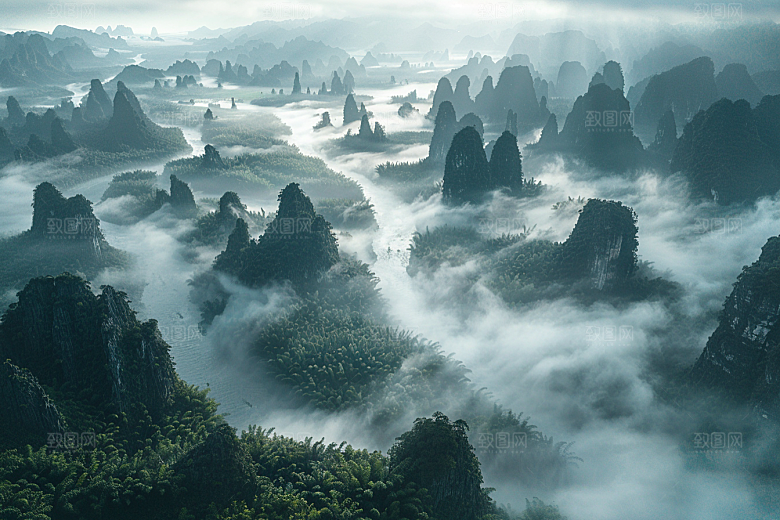 桂林山水河流唯美摄影图