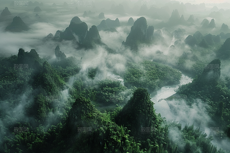 桂林山水大气漓江摄影图