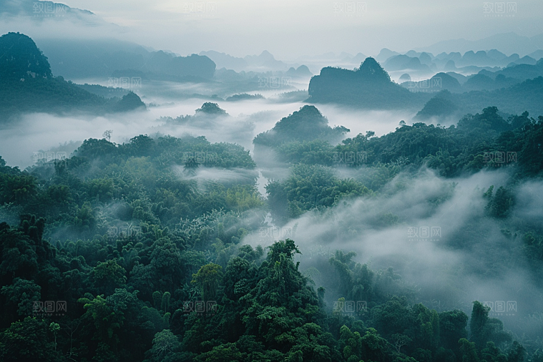 桂林山水唯美喀斯特地貌摄影图