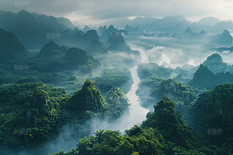 桂林山水旅游阳朔摄影图