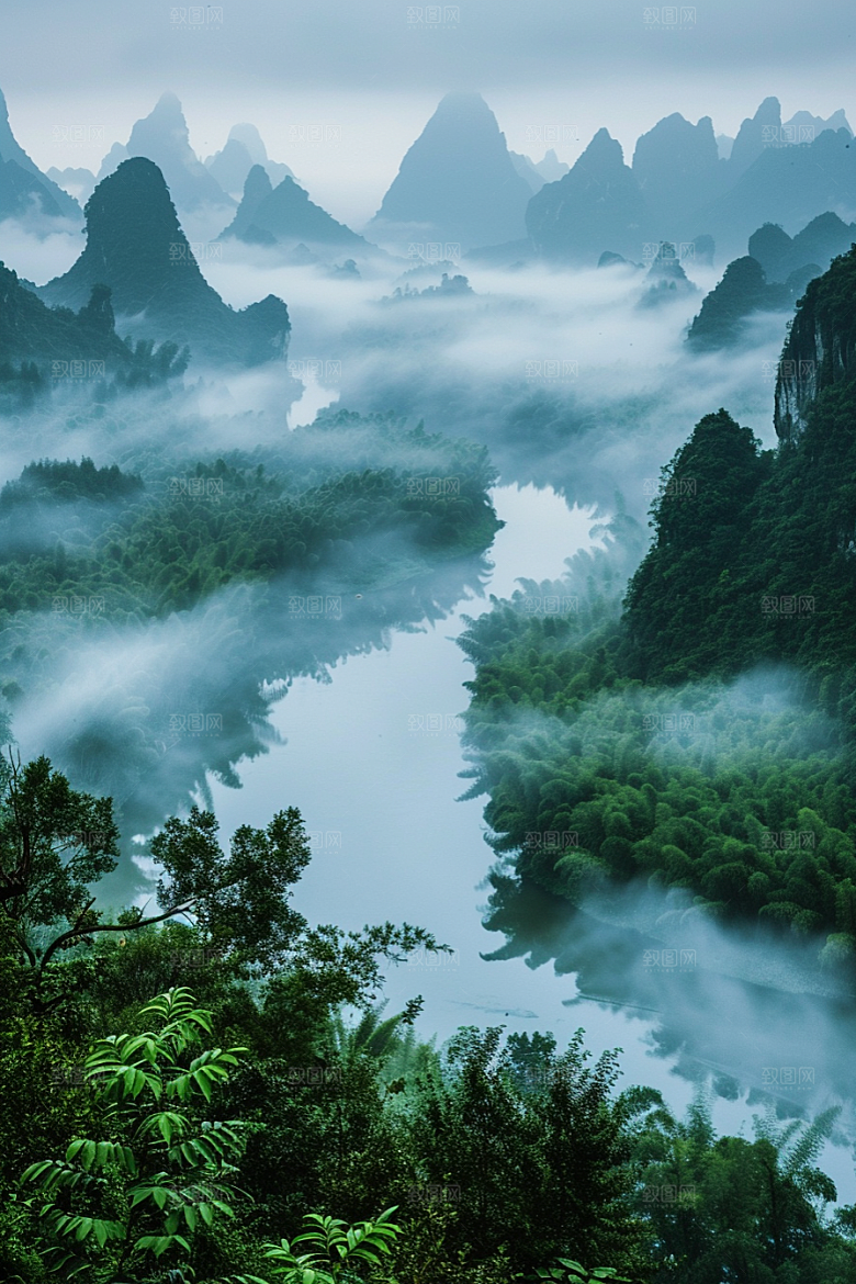 桂林山水漓江唯美摄影图