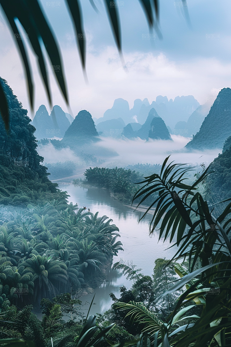 桂林山水风光阳朔摄影图