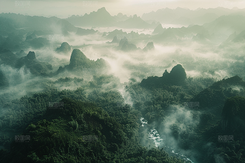 桂林山水河流漓江摄影图