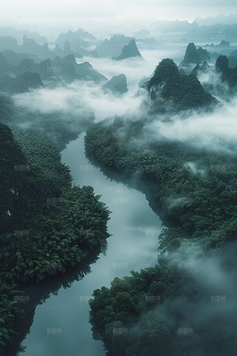 桂林山水自然喀斯特地貌摄影图