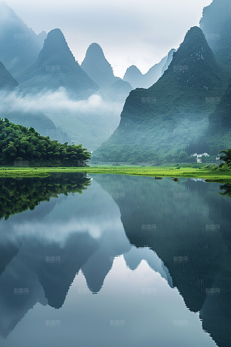 桂林山水唯美广西摄影图