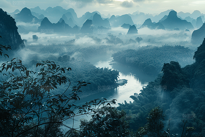 桂林山水河流高清摄影图