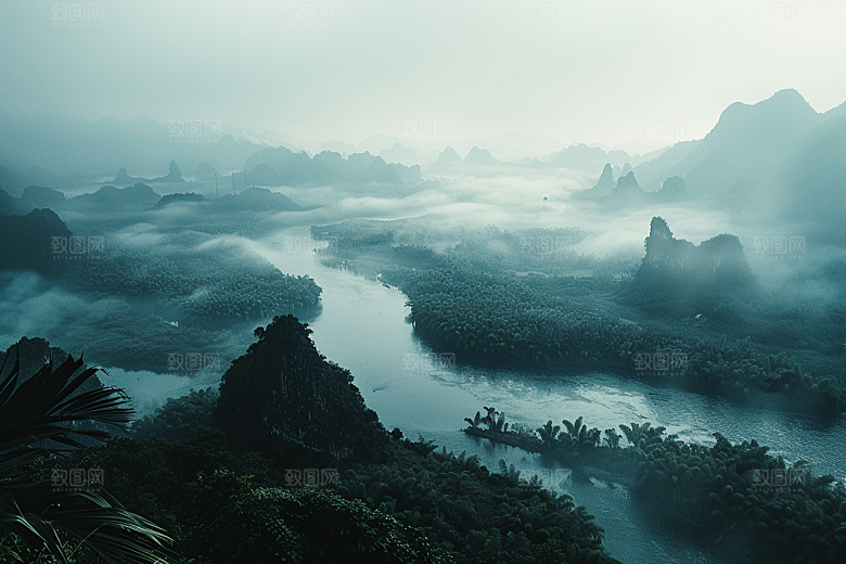 桂林山水旅行喀斯特地貌摄影图