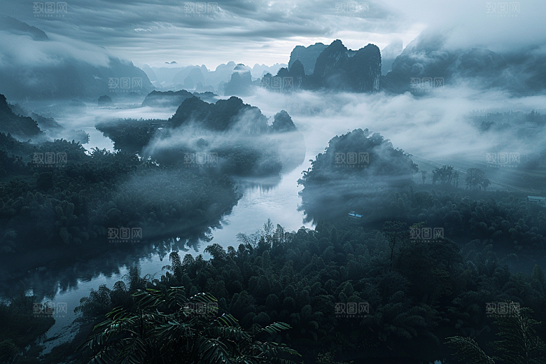 桂林山水精致河流摄影图