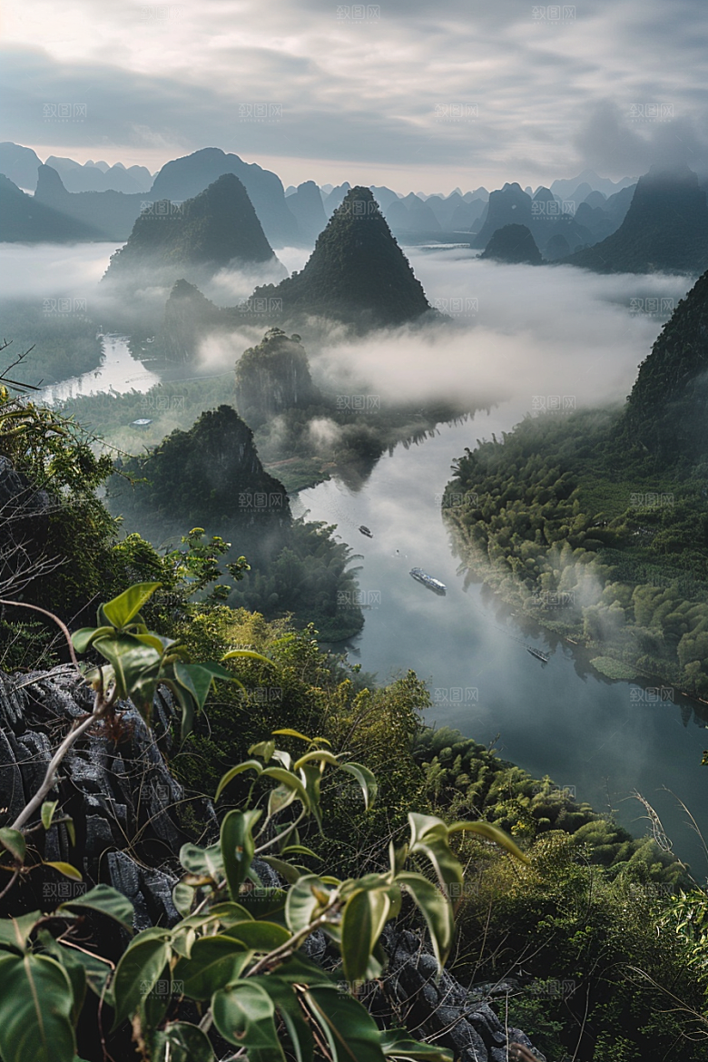 桂林山水喀斯特地貌广西摄影图