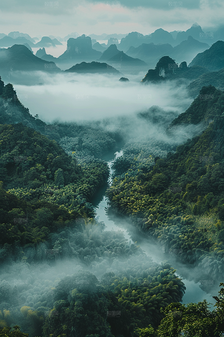 桂林山水风光喀斯特地貌摄影图