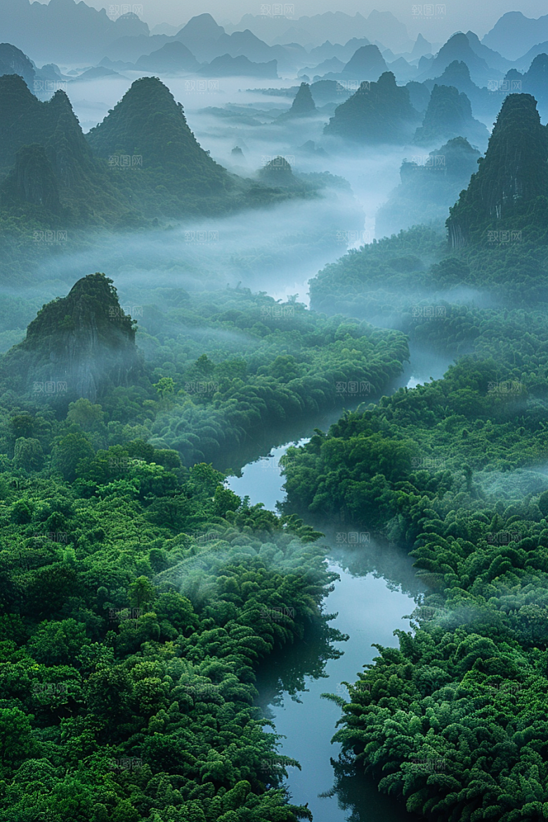 桂林山水喀斯特地貌唯美摄影图