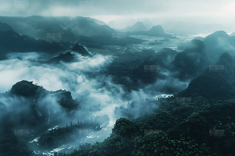 桂林山水高清喀斯特地貌摄影图