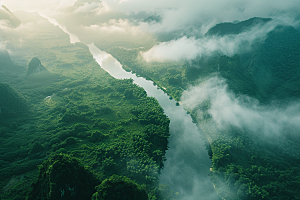 桂林山水喀斯特地貌大气摄影图