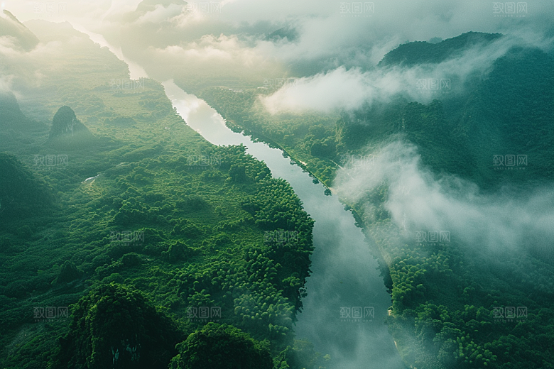 桂林山水喀斯特地貌大气摄影图