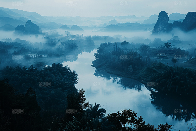 桂林山水漓江唯美摄影图