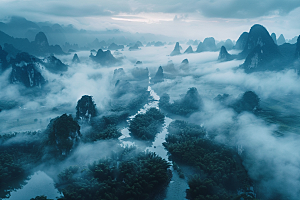 桂林山水喀斯特地貌旅游摄影图