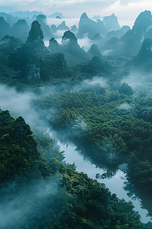 桂林山水漓江山川摄影图