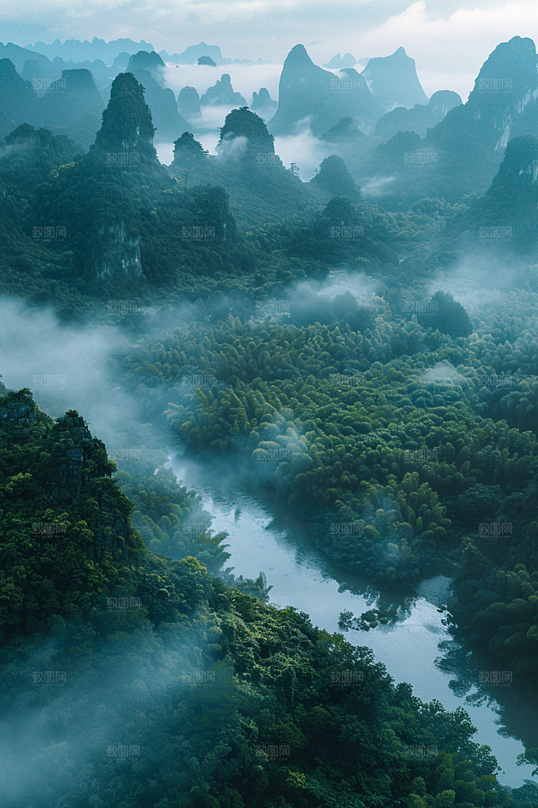 桂林山水漓江山川摄影图