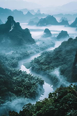 桂林山水精致漓江摄影图