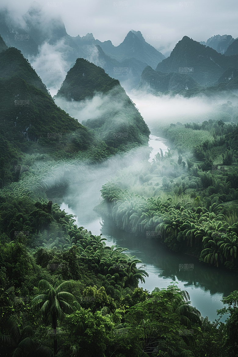 桂林山水旅行喀斯特地貌摄影图