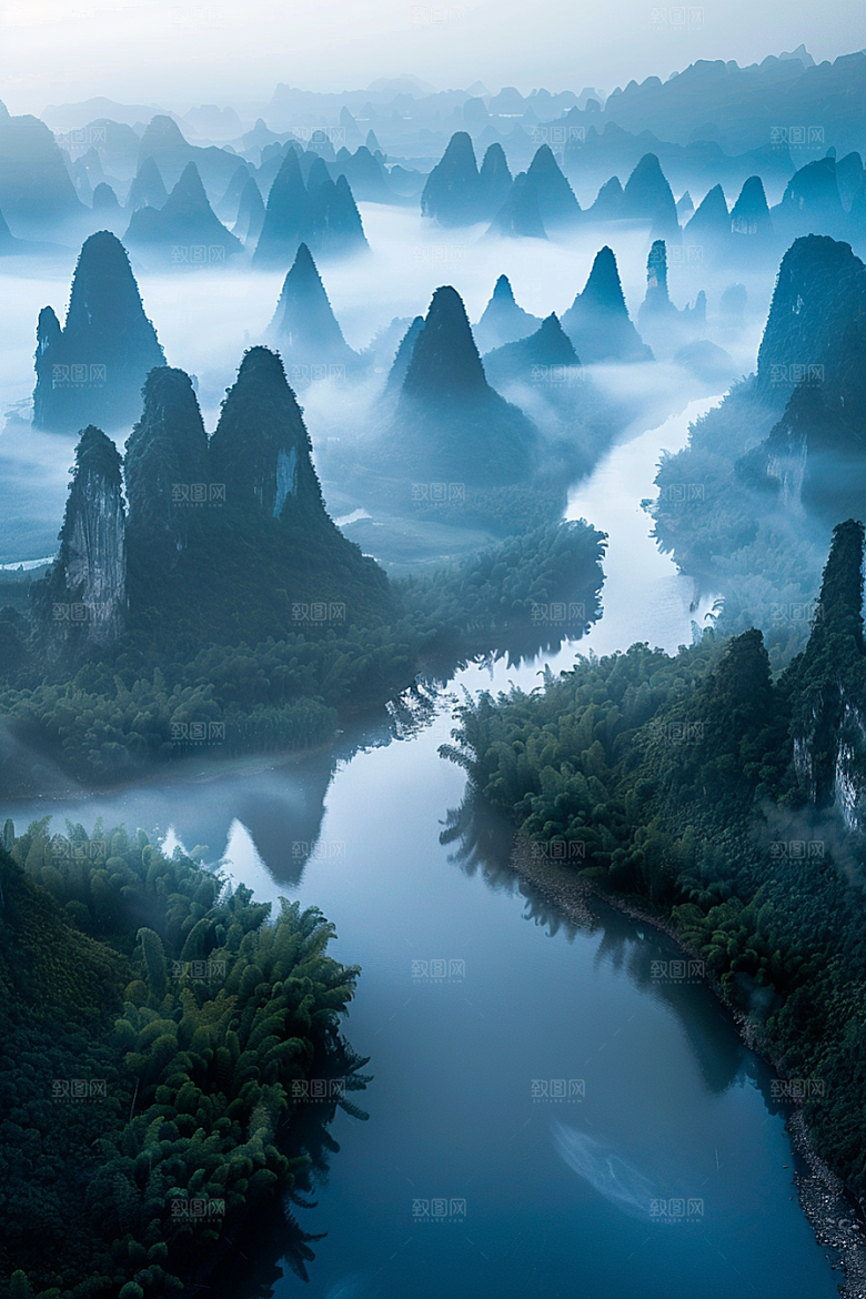 桂林山水喀斯特地貌高清摄影图