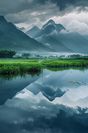 桂林山水漓江河流摄影图