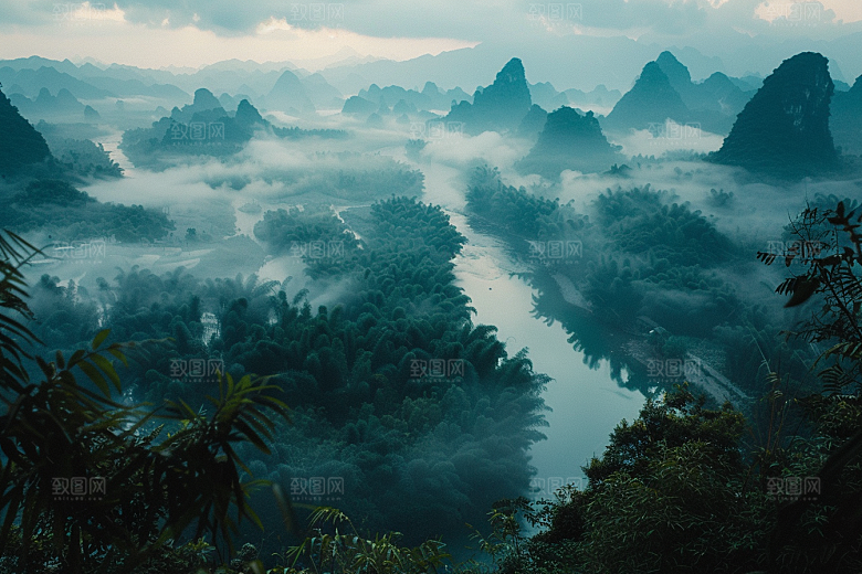 桂林山水河流自然摄影图
