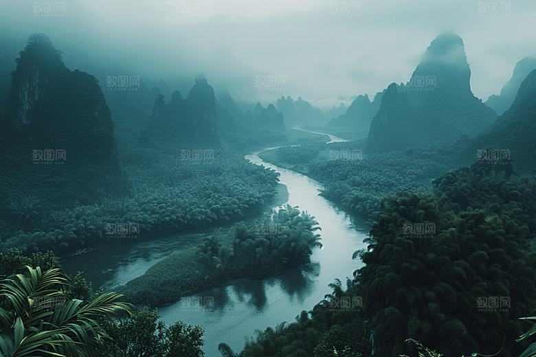 桂林山水广西阳朔摄影图