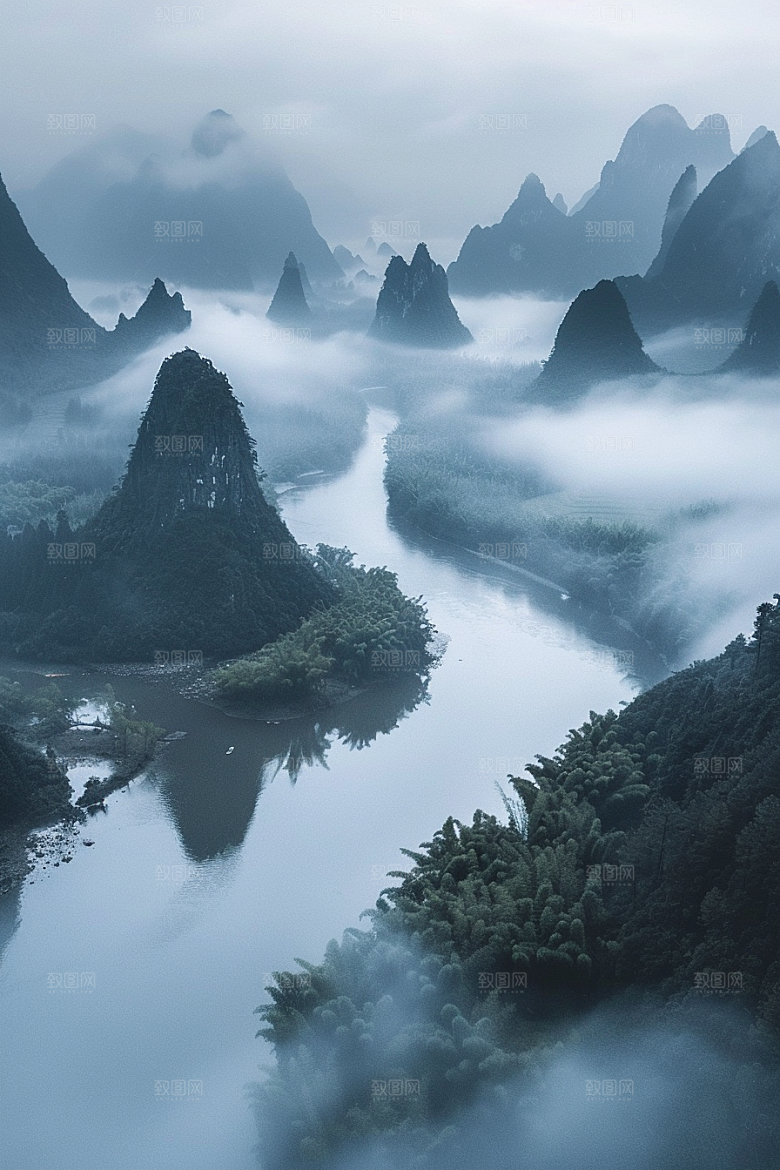 桂林山水大气河流摄影图