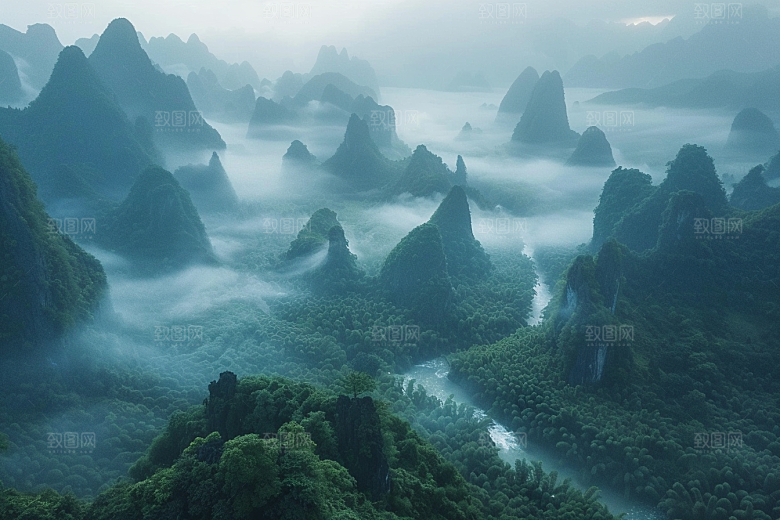 桂林山水风光阳朔摄影图