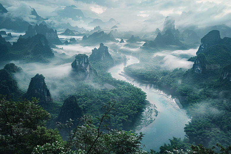 桂林山水旅游大气摄影图