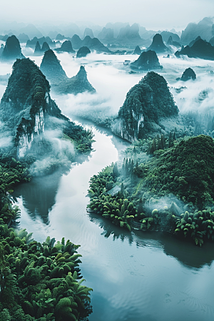 桂林山水旅行精致摄影图