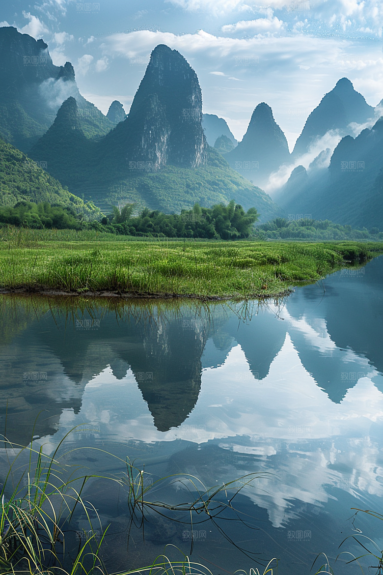 桂林山水漓江阳朔摄影图