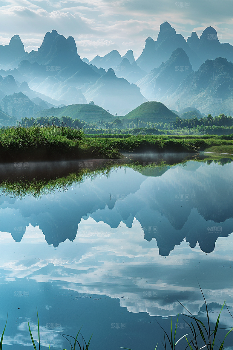 桂林山水精致河流摄影图