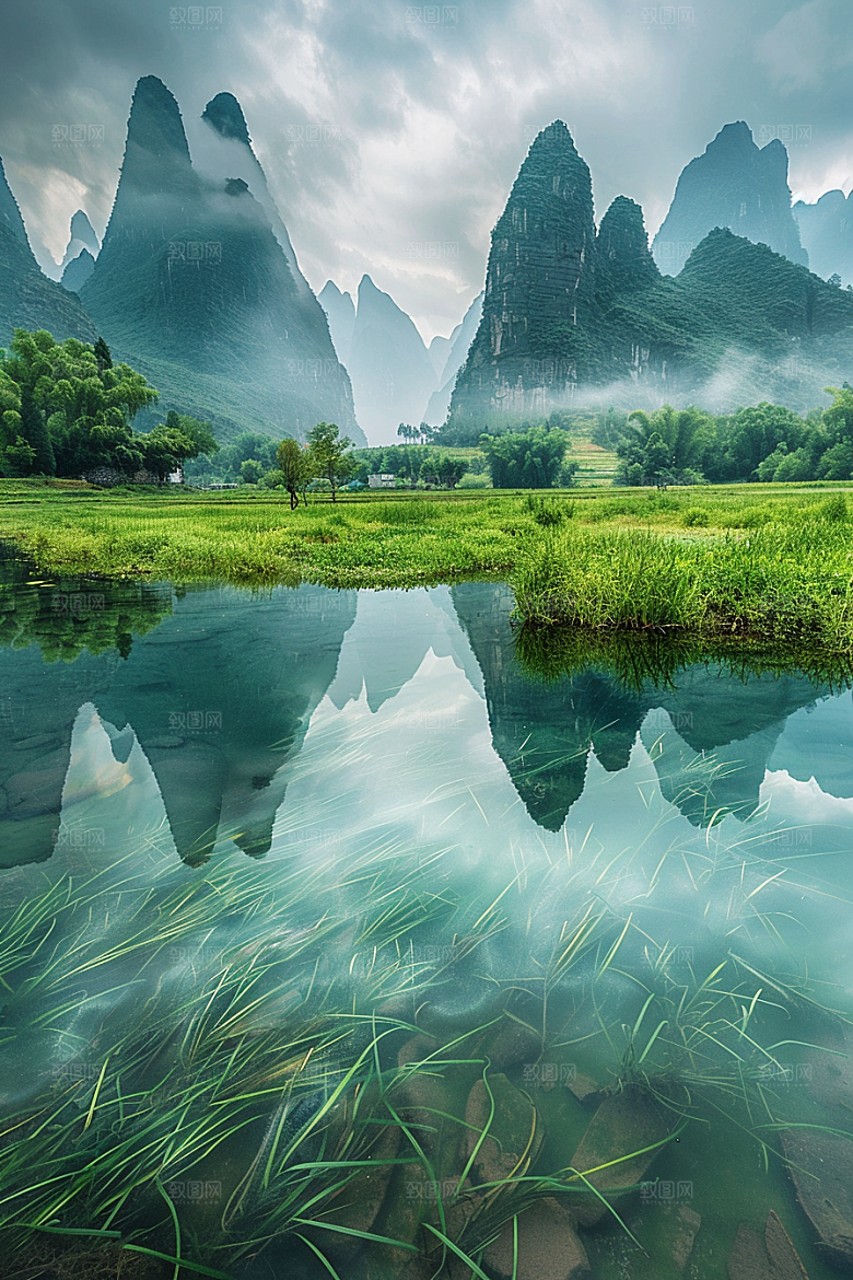 桂林山水风光河流摄影图