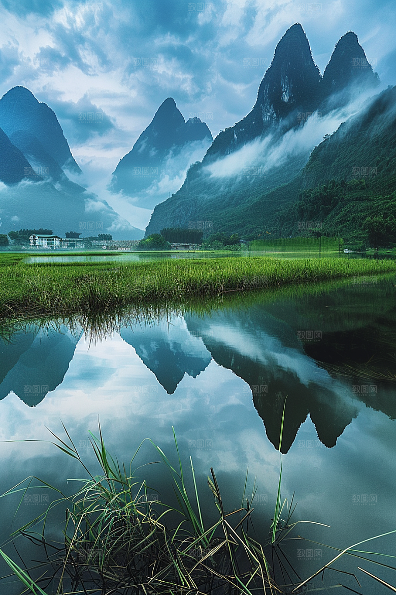 桂林山水漓江风光摄影图