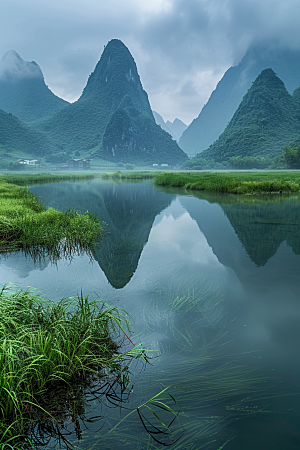 桂林山水大气河流摄影图