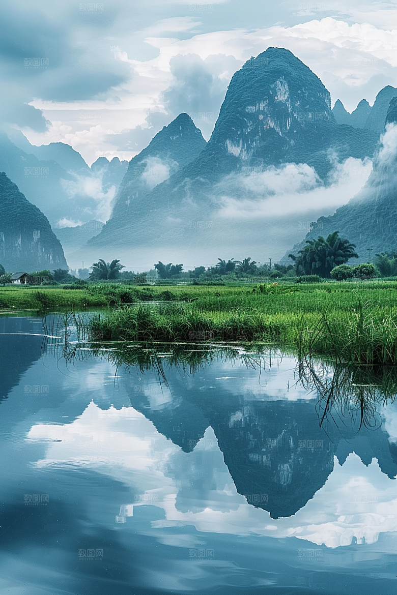 桂林山水广西漓江摄影图