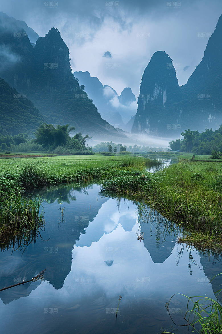 桂林山水广西阳朔摄影图