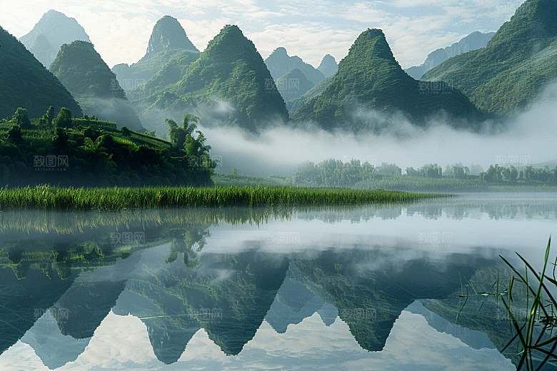 桂林山水河流唯美摄影图