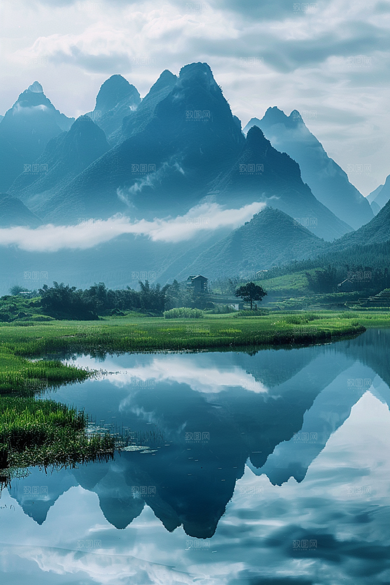桂林山水高清河流摄影图