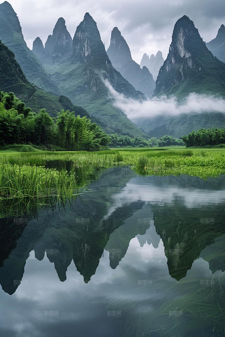 桂林山水风光喀斯特地貌摄影图