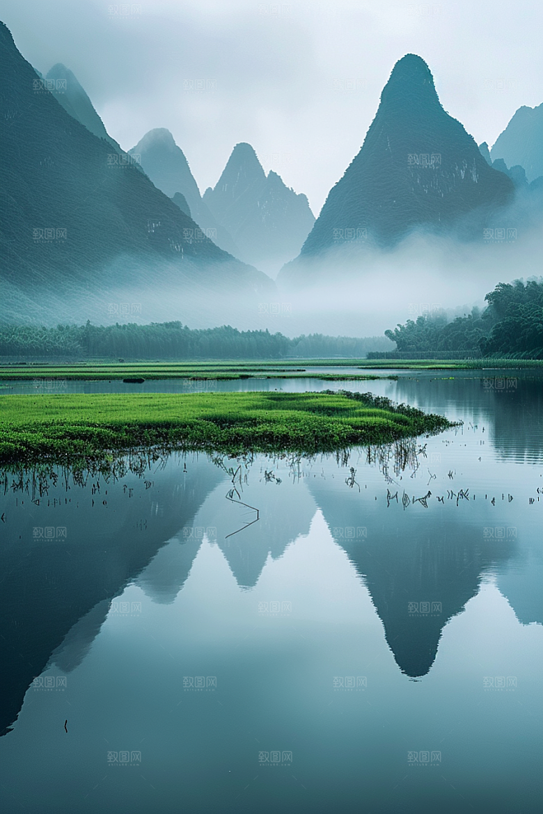 桂林山水河流自然摄影图