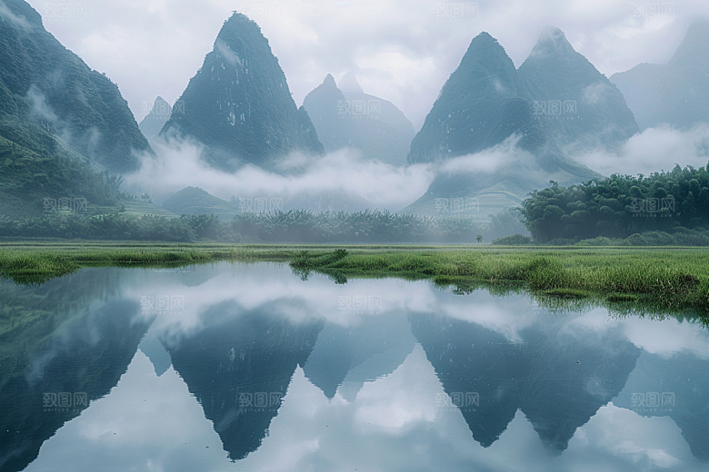 桂林山水旅游漓江摄影图