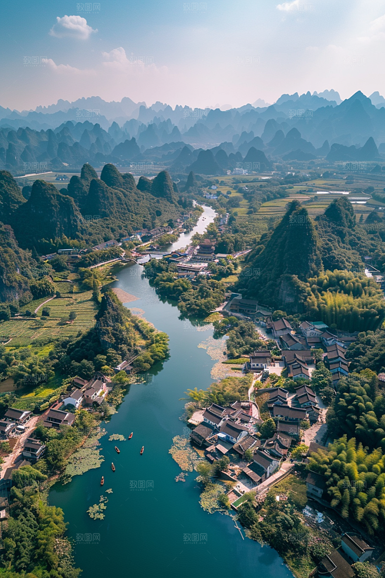 桂林山水河流大气摄影图